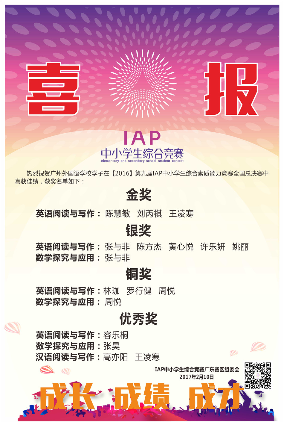 我校學(xué)子在“2016年第九屆IAP中小學(xué)生綜合素質(zhì)能力競(jìng)賽全國(guó)總決賽”中喜獲佳績(jī)