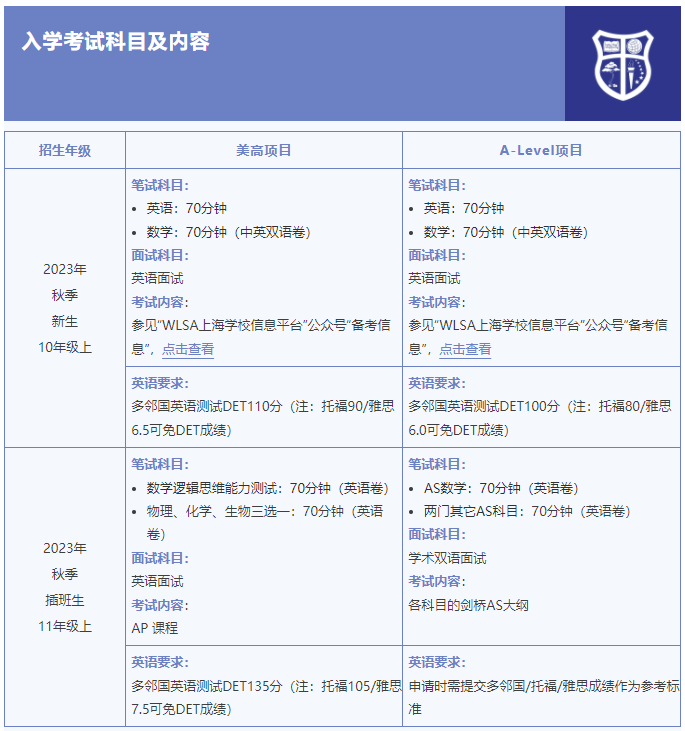 WLSA上海學校2023年獎學金遴選及秋季入學考試公告